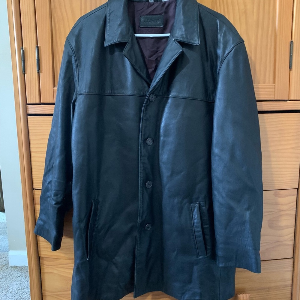 Alfani Black Genuine Leather Jacket XL